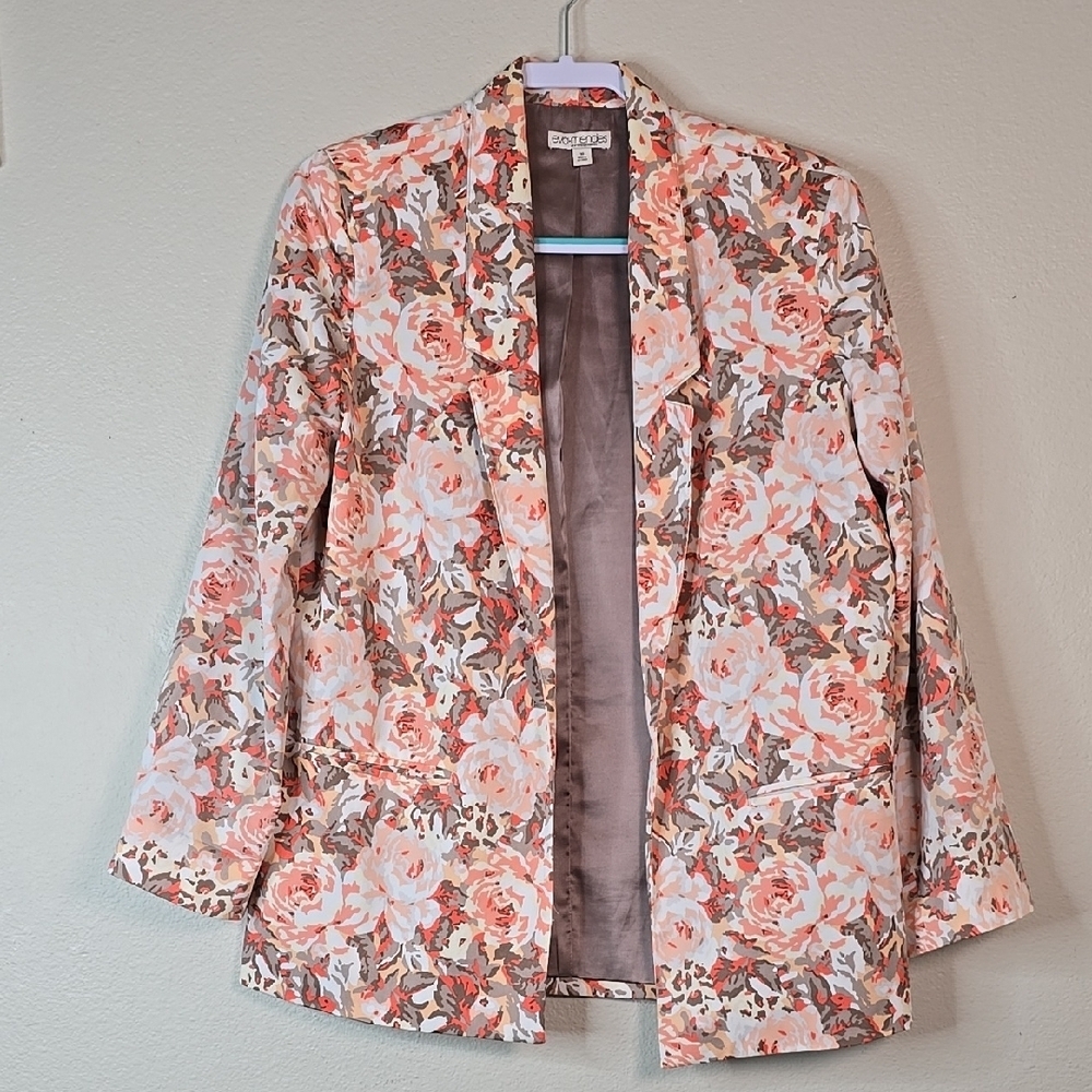 Eva Mendes for New York & Company Floral Blazer - Pink and Brown